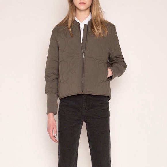 SOLD on Vinted OAK + FORT Quilted Bomber Jacket in Olive Green - Picture 1 of 11